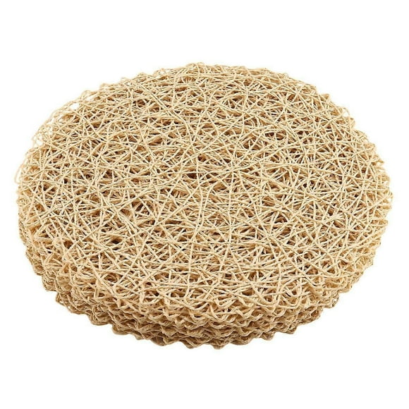 12pcs Paper Braided Round Placemats Non-Slip Heat Table Mats for Dining Tables Indoor & Outdoor Place Mats
