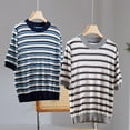 thumbnail image 4 of Shadowsong Women's Tencel Color Blocked Striped T-Shirts, Gray, Size M, 4 of 16