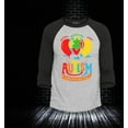 thumbnail image 2 of Shop4Ever Men's Autism Awareness with Balloons Raglan Baseball Shirt X-Small Heather Grey/Black, 2 of 4