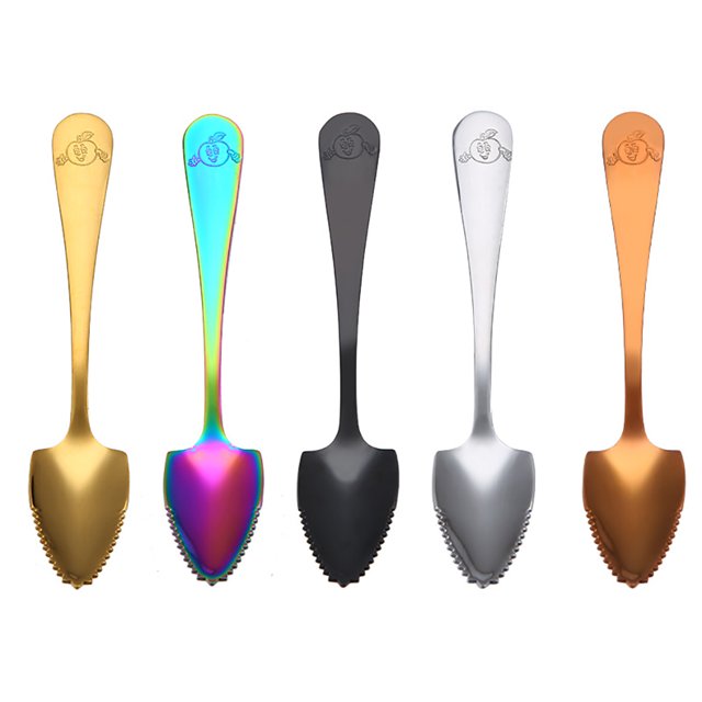 Coofit 4PCS Fruit Spoon Sawteeth Stainless Steel Spoon Flatware Spoon for Grapefruit