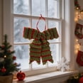 thumbnail image 3 of Dongrere Christmas Tree Bow Decor Plush Hanging Ornament Striped Bow for Window Tree Gift Farmhouse Winter Holiday Decor, B, 3 of 4