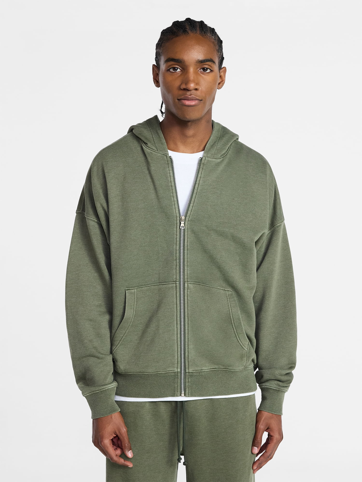 No Boundaries Zip Hoodie with Long Sleeves, Men's XS-4XLT