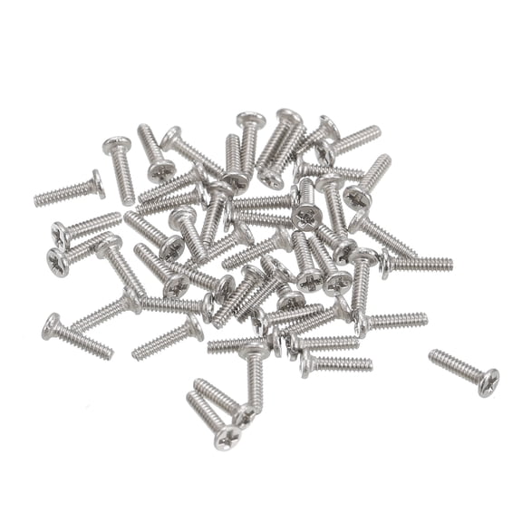 Uxcell M1x0.25x4mm 100 Pack Metal Flat Round Head Screws Phillips Drive Machine Bolt