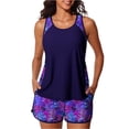 thumbnail image 2 of JoveMarine Women's Two Piece Sport Swimsuit Tankini Set with Swim Shorts Printed Athletic Beach Bathing Suit Bathing Suit For Womens Swimsuits Purple S, 2 of 5