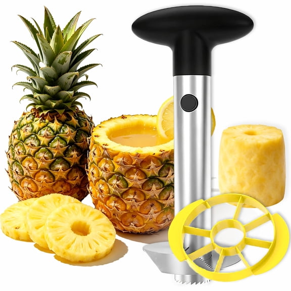 SUSWIM Easy Kitchen Tool Stainless Steel Fruit Pineapple Peeler Corer Slicer Cutter（Black）