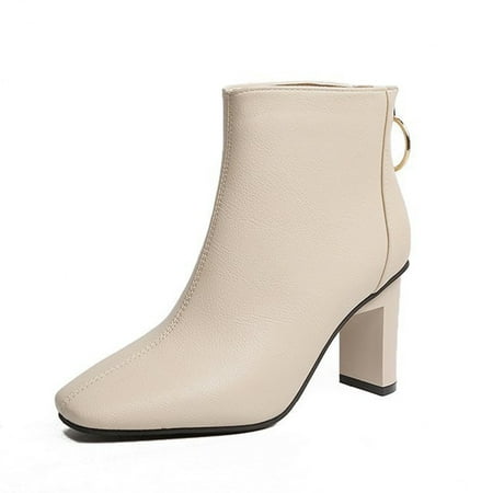 

NECHOLOGY Cute Booties for Women Fall Boots Chunky Boots Heels Women s Breathable Fashion Womens Cowboy Boots with Heel Beige 6
