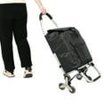 thumbnail image 2 of 40L Heavy Duty Stair-Climbing Foldable Shopping Cart for Laundry, Groceries, Travel, Beach - 2 Stainless Steel Triangular Wheels (6 Wheels), Oxford Waterproof Liner, Multi Pockets, Black, 2 of 9