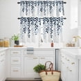 thumbnail image 3 of Plants Blue Kitchen Curtains Valances and Tiers Set of 3 Leaves Farmhouse Style Gradient Tier Curtains and Valance with Rod Pocket for Small Windows, 27.5"x24", 3 of 9
