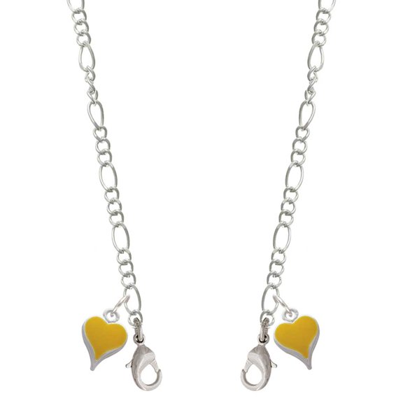 Silvertone Small Long Yellow Heart Silvertone Face Mask Necklace