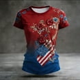 thumbnail image 4 of LRen Women's American 250th Anniversary V Neck Sparkling Print T-Shirt Women Patriotic Flag Rose Printed Tops American 1776-2026 250th Birthday Trendy Streetwear Tops, 4 of 4
