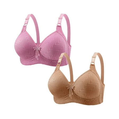 Audhol Push Up Bras for Women Bras for Women No Underwire Adjustable Bras Full Coverage Support Bralette Plus Size Everyday Bra Pack of 2 Front Closure Bras for Women Army Green L