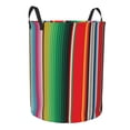 thumbnail image 2 of Balery Mexican Serape Blanket Stripes Round Laundry Basket with Handles Waterproof Freestanding Laundry Hamper for Clothes Toys in the Dorm and Family-Small, 2 of 8