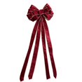 thumbnail image 2 of Christmas Tree Bow Ornaments, 47.24X11.81" Burgundy Velvet Large Pre‑Tied Holiday Bows, Gold‑Trimmed Xmas Decorative Bows with Long Streamers, Luxury Velvet Hanging Bow Decorations, Festive Big Bow, 2 of 7