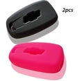 thumbnail image 3 of 2pcs Dobrev 4 Buttons Silicone Case Protector Key Fob Cover Smart Car Remote Holder for 2016 2017-2019 Chevrolet Malibu Chevy Camaro (Black and Pink), 3 of 4