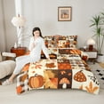 thumbnail image 4 of jejeloiu Cartoon Mushroom Queen Comforter Set,Fall Maple Pumpkin Bedding Sets,Autumn Fall Theme Bedding Comforter Set For Girls,Breathable Home Decor Reversible,3pcs, 4 of 8