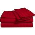 thumbnail image 3 of Full Size 500-Thread-Count 4-PCs Bed Sheet Set, Luxury Egyptian Cotton Sheet Set – Soft, Durable & Breathable Bedding, Fits Mattress Upto 13-15" Deep Pocket, Stripe Red, 3 of 6