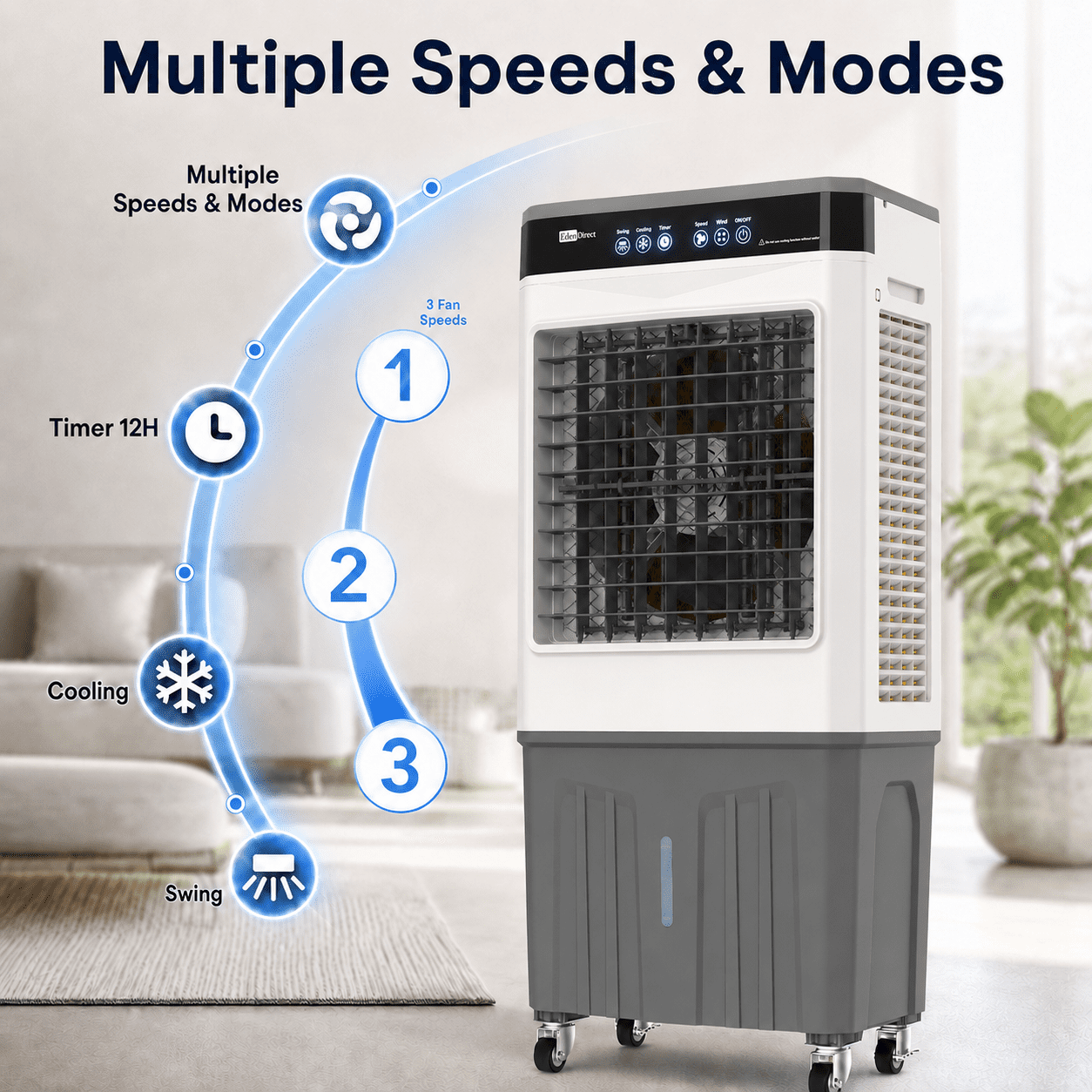 2600 Air Volume CFM Portable Evaporative/Swamp Cooler for 500 sq. ft. Cooling Area