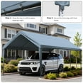 thumbnail image 6 of Pakunoda 12' X 20' Carport Canopy Replacement Cover, Portable Car Garage Shelter Party Top Tent with 34PC Ball Bungees, Sky Blue (Only Cover, Frame Not Included), 6 of 8