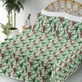 thumbnail image 3 of Ambesonne Bird Print Fitted & Flat Sheet with Shams 4 Pcs Set, Exotic Parrots Jungle, King, Fern Green and Dark Pink, 3 of 5