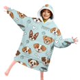 thumbnail image 4 of Beagle and Bone Blue Pattern Lamb Fleece Blanket Hoodies for Teens ,Teens Oversize Sherpa Wearable Hooded Blanket Sweatshirt with Super Pockets, 4 of 6