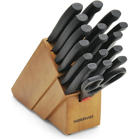 Farberware 18- Piece Never Needs Sharpening Knife Block (Best Way To Sharpen Wusthof Knives)