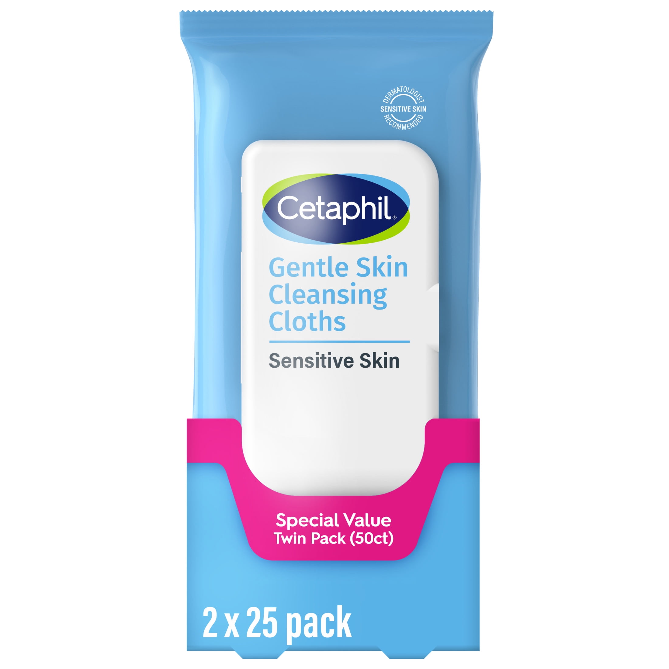 Cetaphil Gentle Skin Cleansing Cloths, 50ct Twin Pack, Fragrance