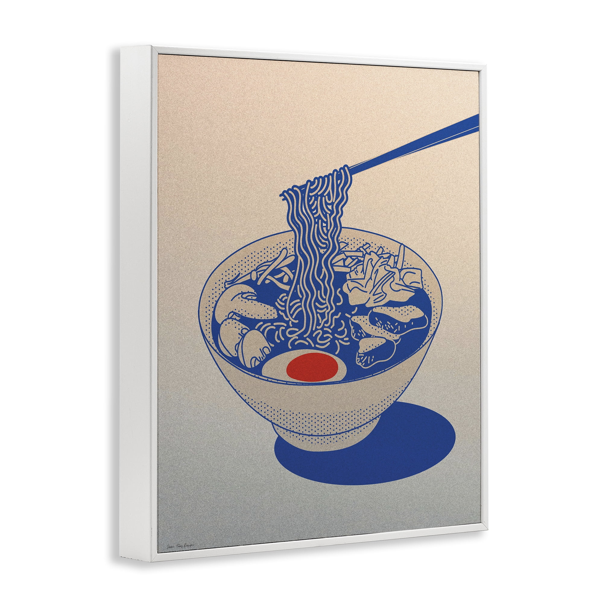 Ramen Noodle Bowl Gradient White Framed Giclee Art, design by Seven Trees Design