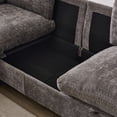 thumbnail image 2 of 96.5" Sectional Couch for Living Room, Upholstered Soft Chenille Fabric Sofa, 3-Seater with One Ottoman L Shape Sofa (Gray), 2 of 11