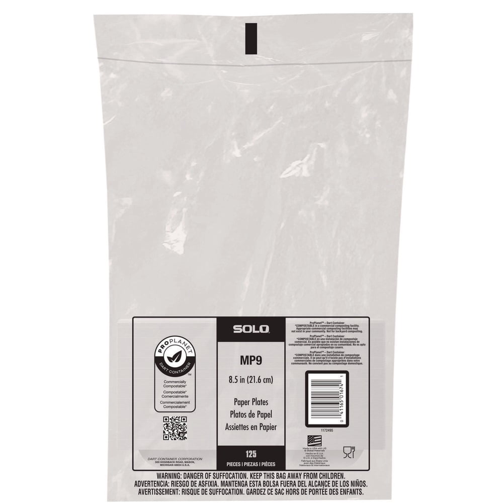 8.5 in. Diameter ProPlanet Seal Compostable Paper Dinnerware Plate - White (500/Carton)