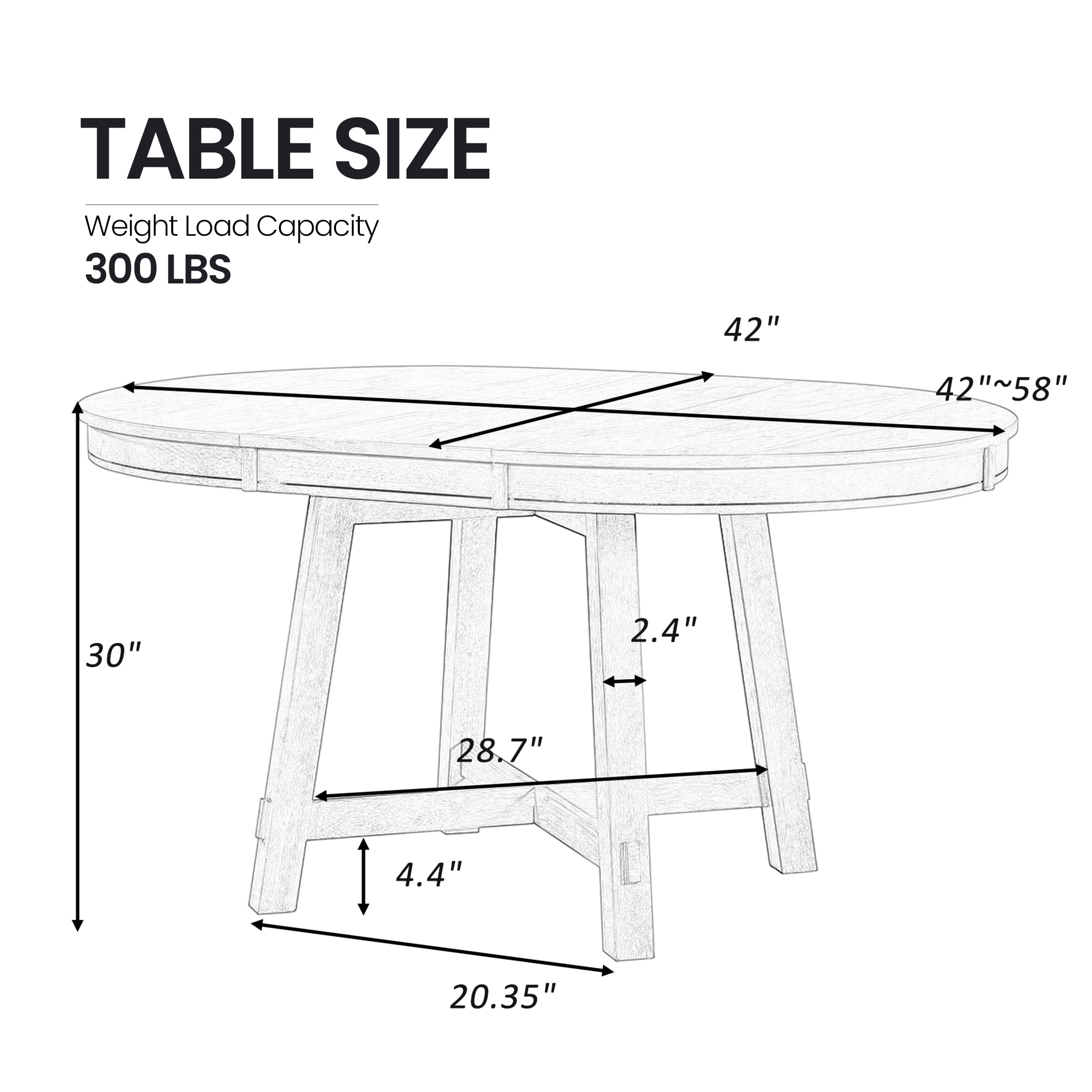 Aukfa Dining Table for 4-6, 42"-58" Extendable Round Kitchen Table with 16" Rustic Drop Leaf for Dining Room/Living Room, Espresso