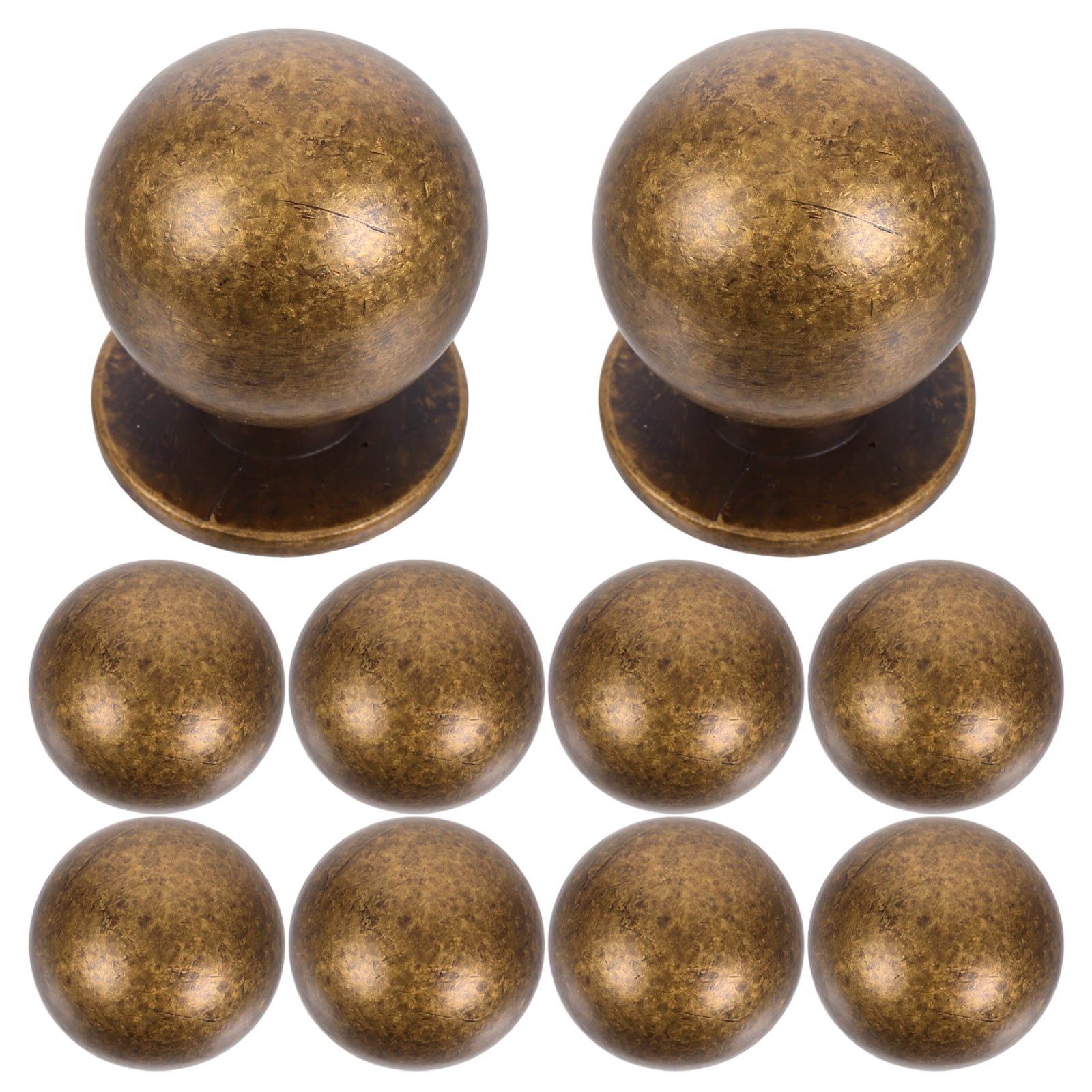 SWETRACE 10Pcs Antique Style Metal Cabinet Knobs Retro Round Brass Finish for Furniture