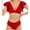 Red, variant on WREESH Womens Two Piece Swimsuit Ruffle Short Sleeve Crop Top Bathing Suit High Waisted Swimsuit Solid Color Fashion Casual High Waist Ruffled Split Bikinis Sets Red