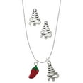 thumbnail image 1 of Delight Jewelry Silvertone Red Jalapeno Silver tone Zig Zag Christmas Tree Charm Necklace and Stud Earrings, 1 of 4