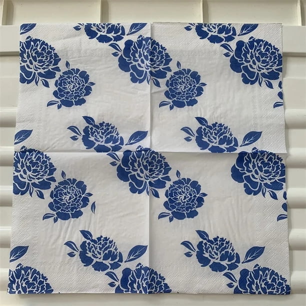 vintage napkins paper elegant tissue blue pattern decoupage wedding servilletas birthday party Christmas decor handkerchief 20