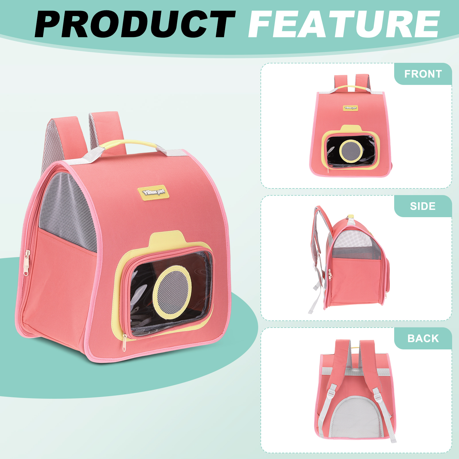 Cat Backpack Carrier, Large Space & Foldable, Breathable Pet Hiking Travel Backpack Pink