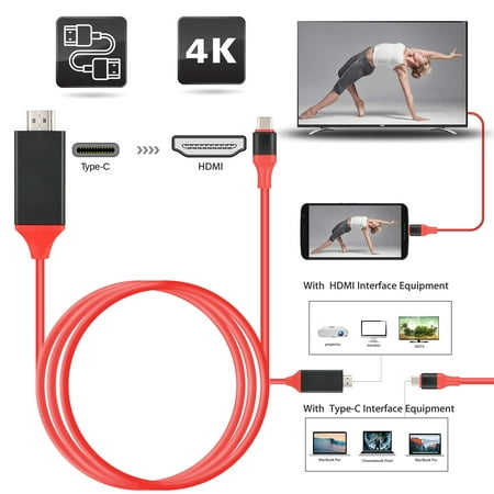Samsung Hdmi Usb Cable Type C to HDMI Cable, EEEKit 4K HD USB 3.1 Type C to HDMI Cable Adapter for Huawei Honor P20, Samsung Galaxy S10/S10E, LG G7/G6, Plug and Play ()