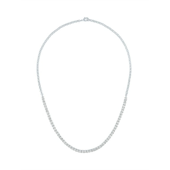 Ladies Brilliance Fine Jewelry Sterling Silver Plated Simulated Diamond Necklace, 18"