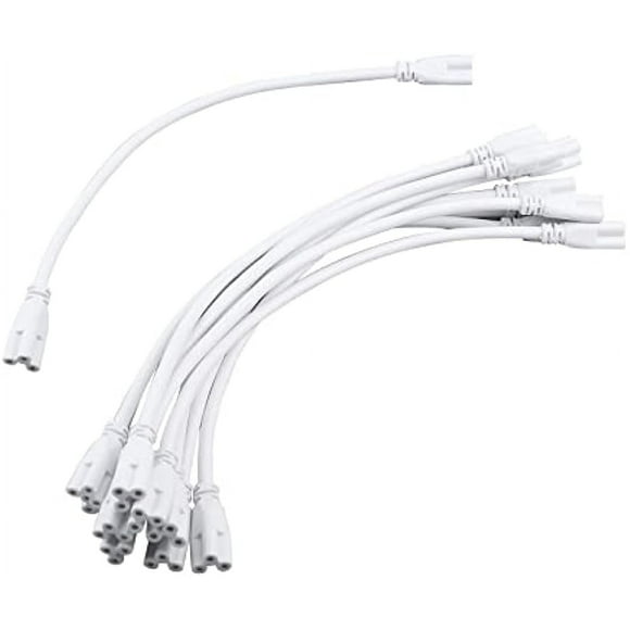 Double End Connectors T5/T8 Tube Light Holder Cable Light Socket Wire Connectors 3 Pins 20CM Length Pack of 10