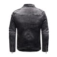 thumbnail image 5 of Lilgiuy Men's Fall/Winter Fleece Denim Jacket Stretch Washed Denim Top Jacket Black Fall Fashion for 2022 Spring Winter, 5 of 5