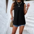 thumbnail image 2 of AherBiu Camisole pour Femmes Boho Décontractée Col Rond Imprimé Ajouré Sans Manches Dos Goutte Lacée Camis de Vacances, 2 of 7