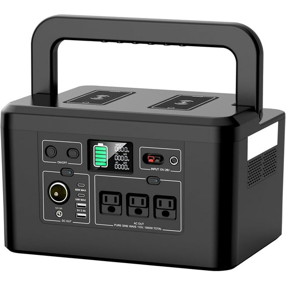 800W Portable Solar Generator with 3 AC Outlets, 740Wh Power Station for Outdoor Camping, Travel, Emergency, CPAP Use