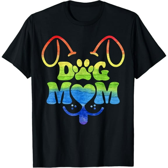 Proud Dog Mom, Colorful Puppy Lover, Dog Lover T-Shirt men and women can wear, black, white, gifts