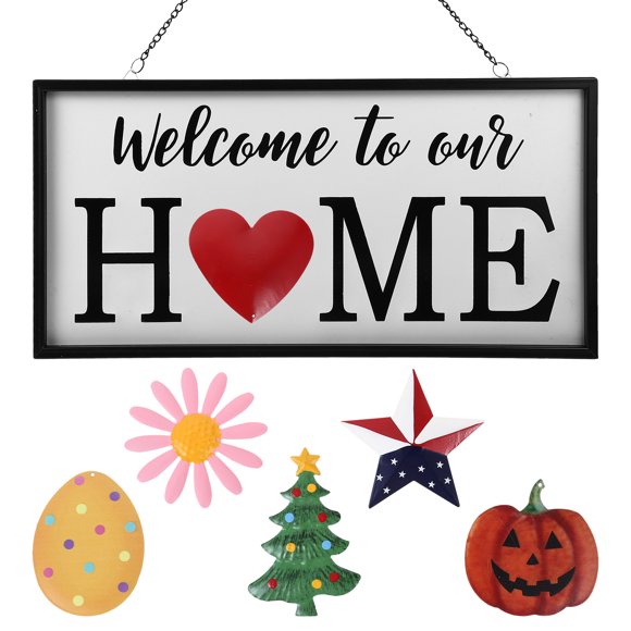 1 Set Of Iron Welcome To Our Home Sign Welcome Sign For Front Door Interchangeable Porch Sign