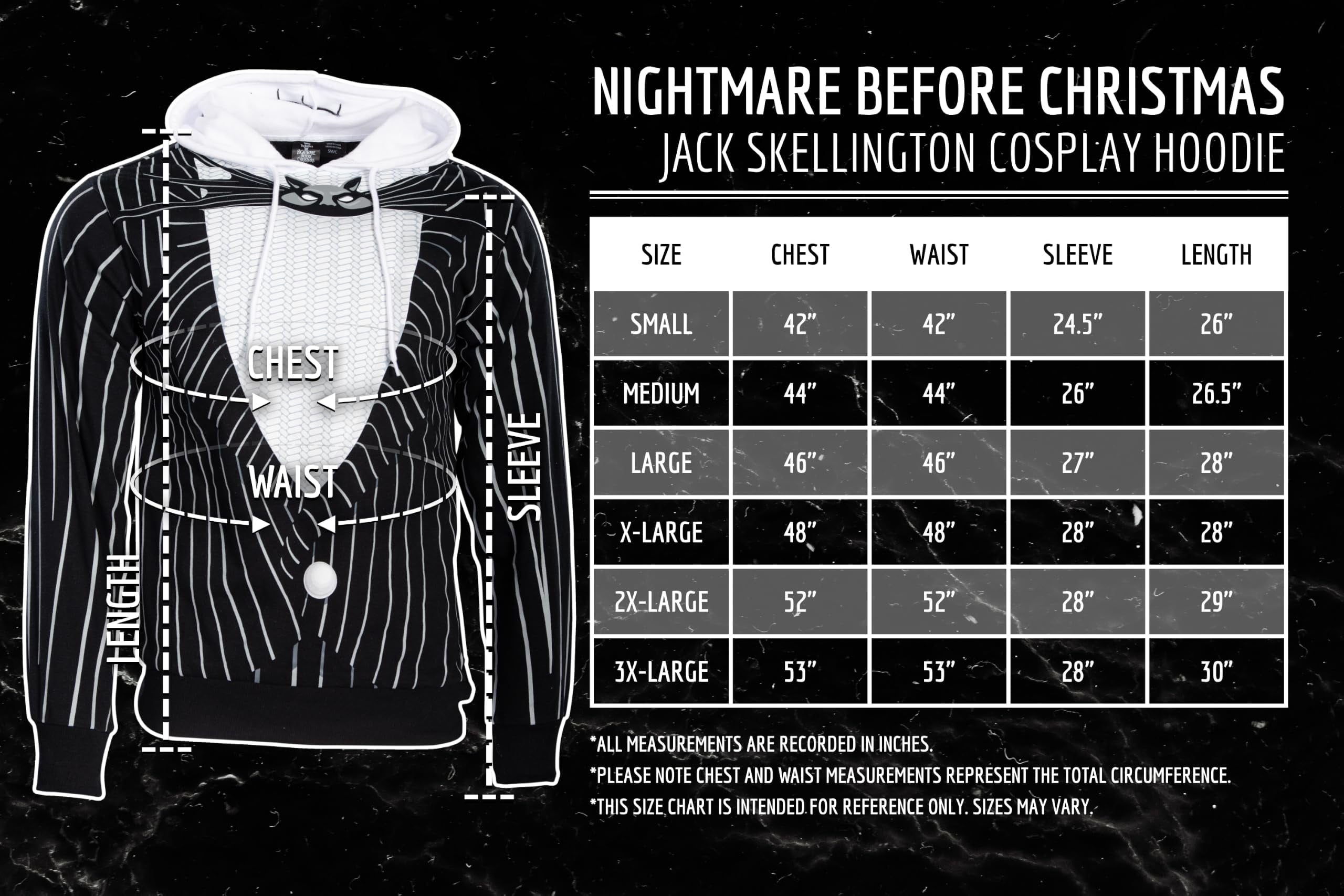 The Nightmare Before Christmas Jack Skellington Halloween Costume Cosplay Hoodie - Officially Licensed