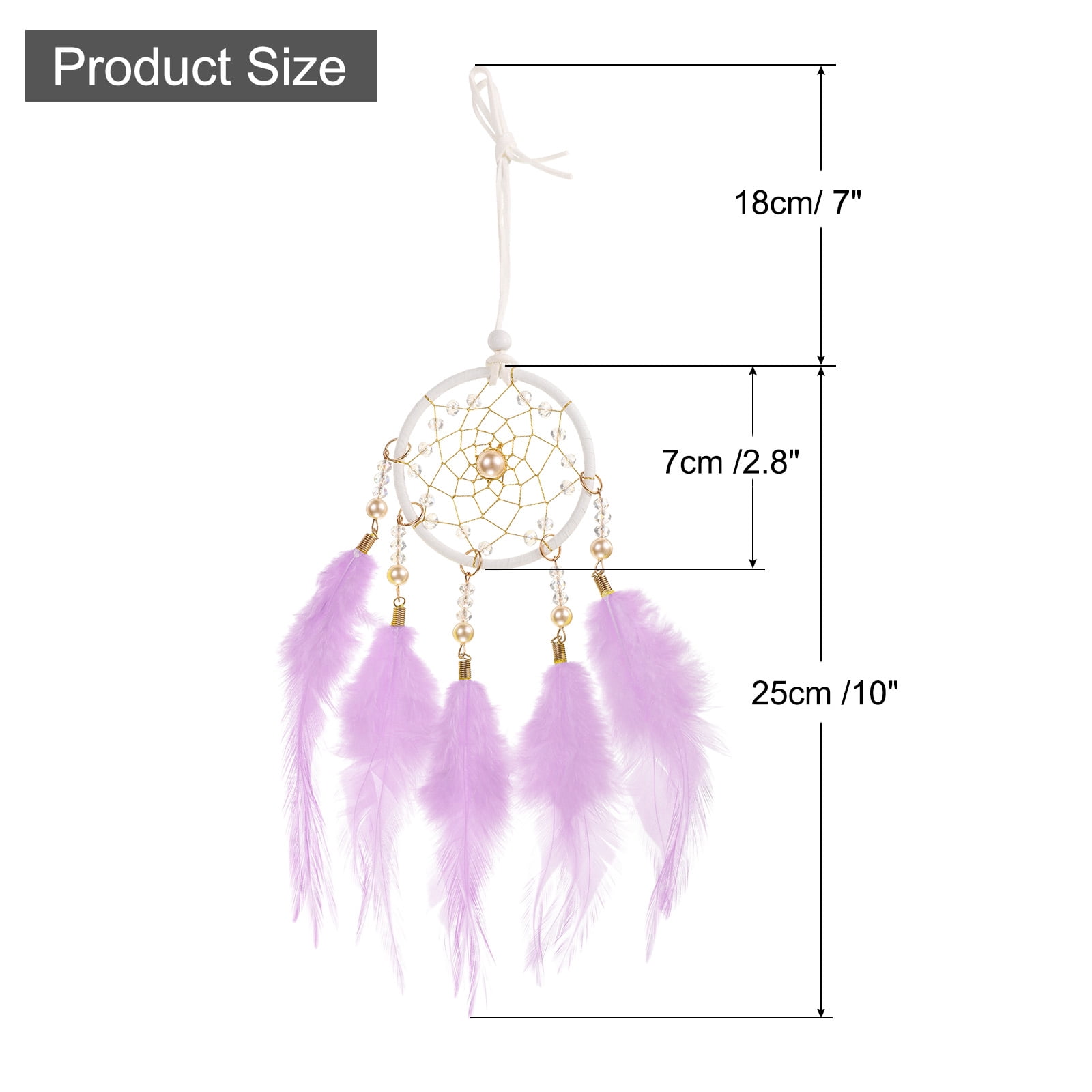 Unique Bargains Dream Catchers Handmade Feather Dreamcatcher with Crystal Beads Purple