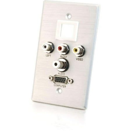 Vga Usb Wall Plate C2G 40541 C2G Single Gang HD15 + 3.5mm + RCA A/V + Keystone Wall Plate - Brushed Aluminum - 1-gang - Brushed Aluminum - 1 x Mini-phone Port(s) - 1 x RCA Port(s) - 1 x VGA Port(s) ()