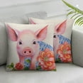 thumbnail image 2 of Nawypu  Farmhouse Decorative Watercolor Lovely Animal Pink Pig Throw Pillows Case Cases with Flower Wreath Garland Cushion Covers Pattern Body Pillowcase 2pc, 2 of 6