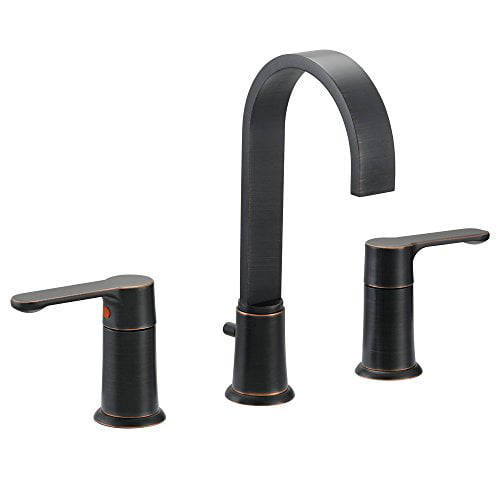 Bathroom Sink Faucet with Matching Pop-Up Drain Trim Assembly Designers Impressions 655724 Oil Rubbed Bronze Two Handle Widespread Lavatory Bathroom Vanity Faucet 
