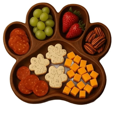 LanSuare Cute Shaped Wood Serving Tray, Charcuterie Board Party Supplies, Natural Wooden Snack Platters Gifts, Wood Candy Dish Bowl for Housewarming Party