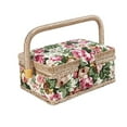 thumbnail image 1 of Small Sewing Basket Printed Design Sewing Tools Storage Box with Built-in Pin Cushion Interior Pocket, 1 of 9